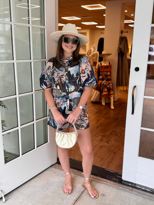 Balloon Shirt | Blue Snow Leopard