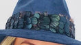 Load image into Gallery viewer, Navy Suede Hat with Green Feather: Navy Suede Hat