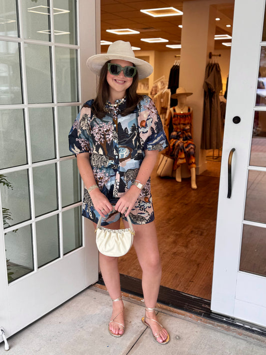 Snow Leopard Blue Shorts