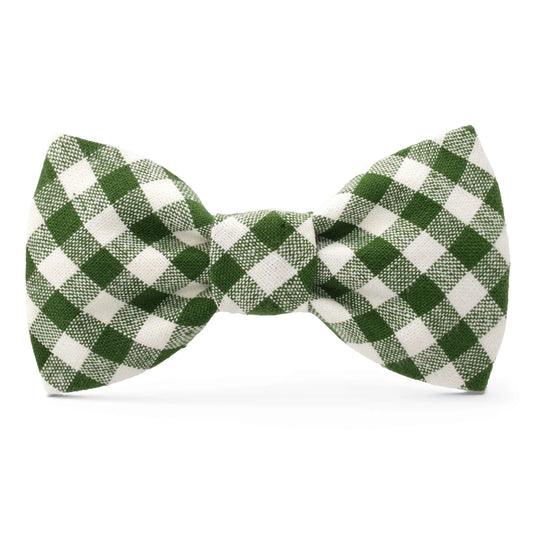 Mini Gingham Hunter Green Dog Bow Tie
