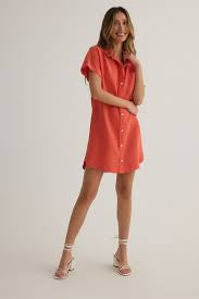 Roll Sleeve Shirt Dress- Sicilian Orange