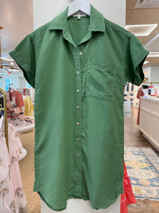 Roll Sleeve Shirt Dress- Summer Green