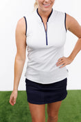 Load image into Gallery viewer, The Kennedy Top- White/Navy