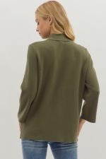 Mock 3/4 Sleeve Sweater-Olive