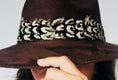 Load image into Gallery viewer, Chocolate Suede Hat with Brown and White Feather: Chocolate Suede Hat