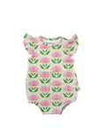 Load image into Gallery viewer, Pink Block Print Flowers - Flutter Bubble: 6-12 months
