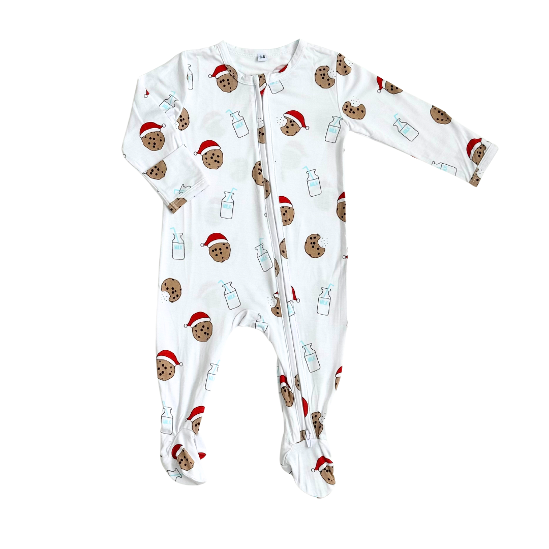 Bamboo Footie Onesie | Santa Cookie Christmas