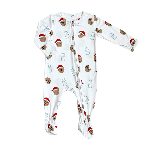 Bamboo Footie Onesie | Santa Cookie Christmas