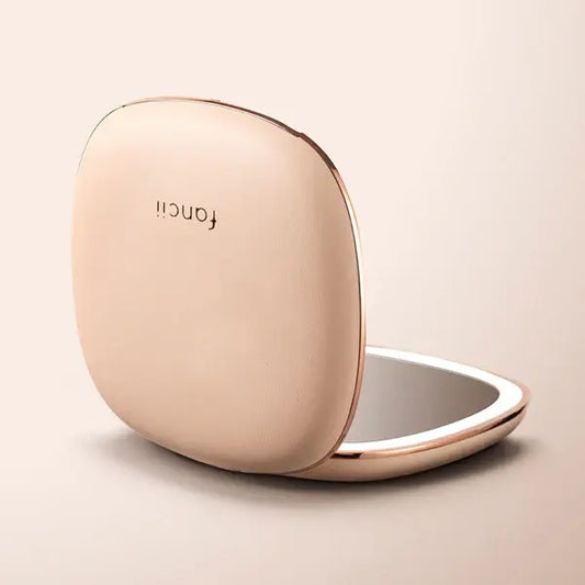 Mila 2 Compact Mirror with LED Lights: Champagne Cream