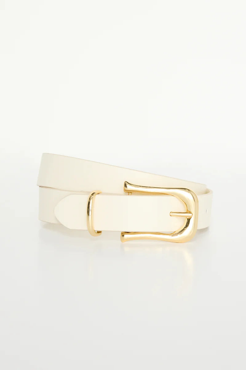 Classic Saddle Buckle Belt | Cream