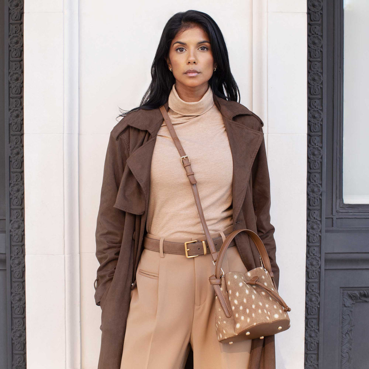 Laguna Mini Chocolate Recycled Vegan Suede Top Handle Bag