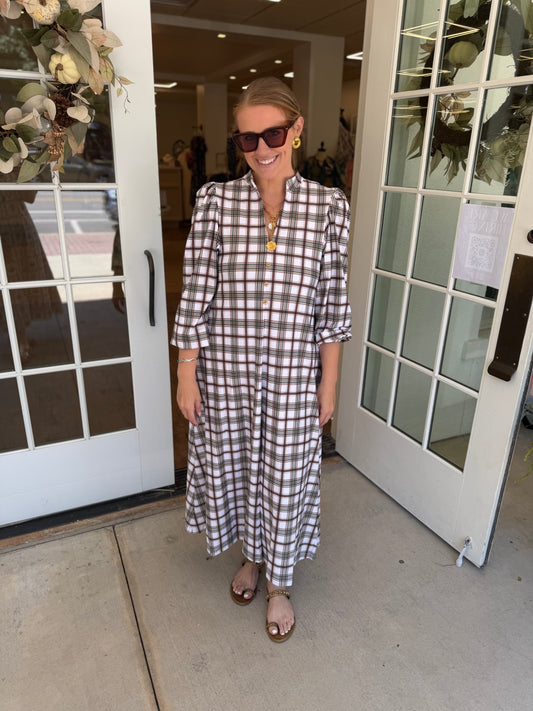 Vivian Dress | Oak Plaid