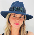 Load image into Gallery viewer, Navy Suede Hat with Green Feather: Navy Suede Hat
