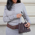 Load image into Gallery viewer, Laguna Mini Chocolate Recycled Vegan Suede Top Handle Bag
