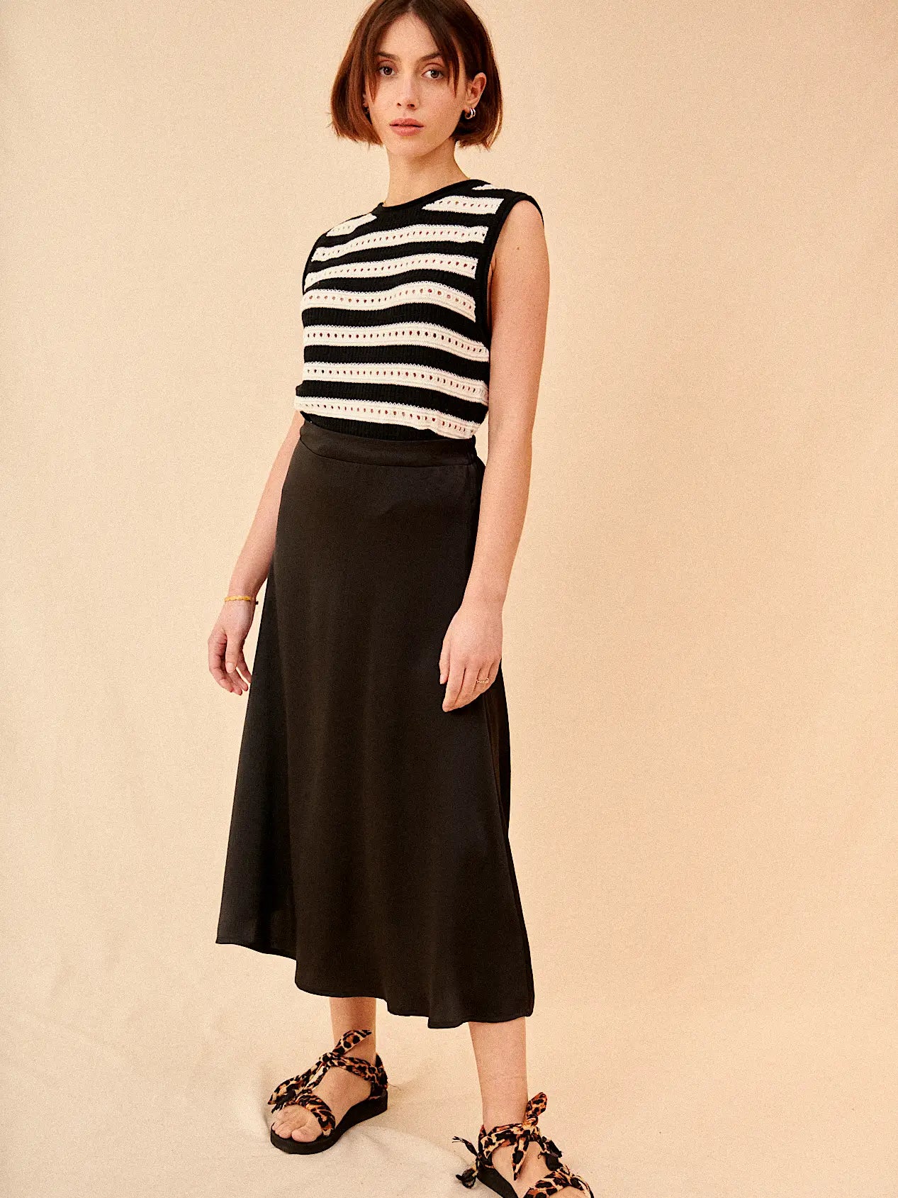 Prune Satin Midi Skirt