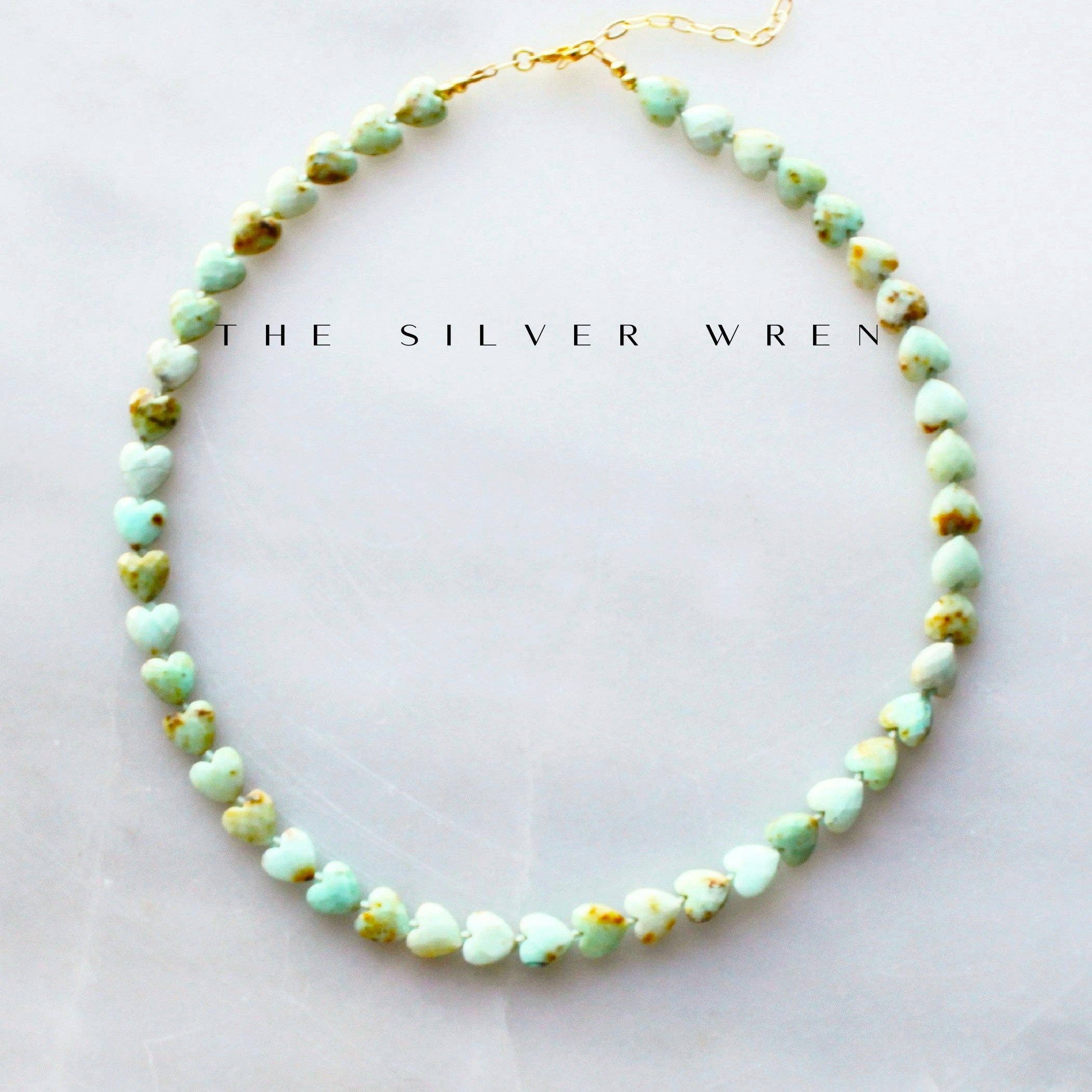 Green Opal Heart Beaded Necklace