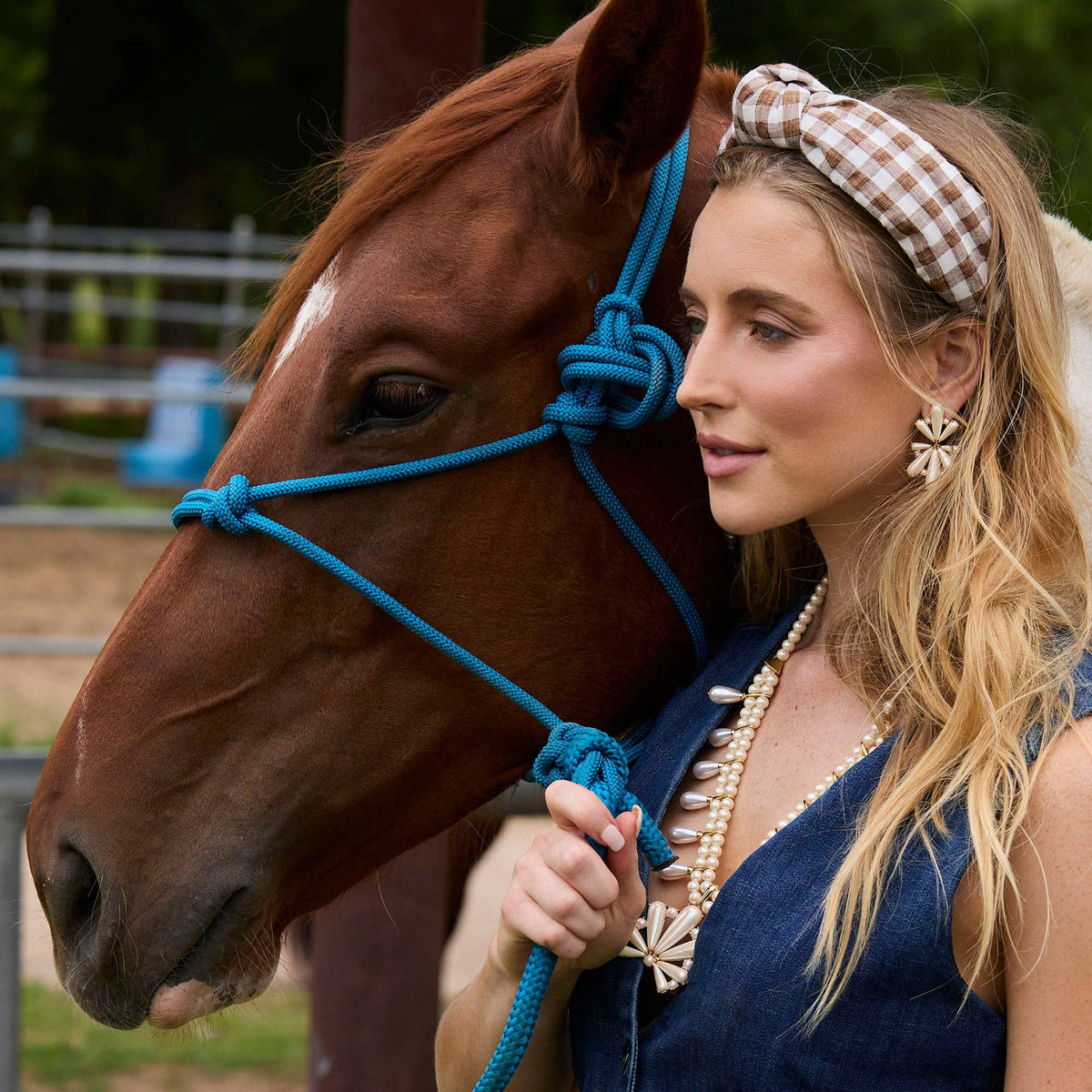 WALNUT KNOTTED GINGHAM HEADBAND