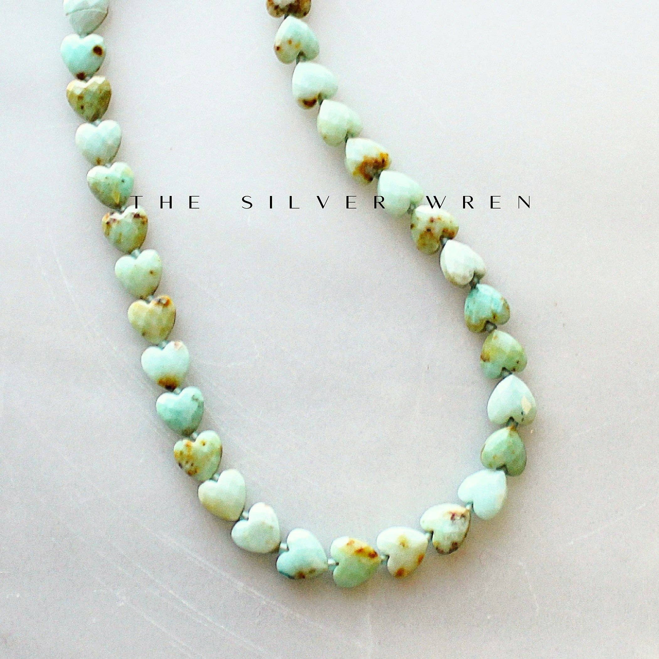 Green Opal Heart Beaded Necklace