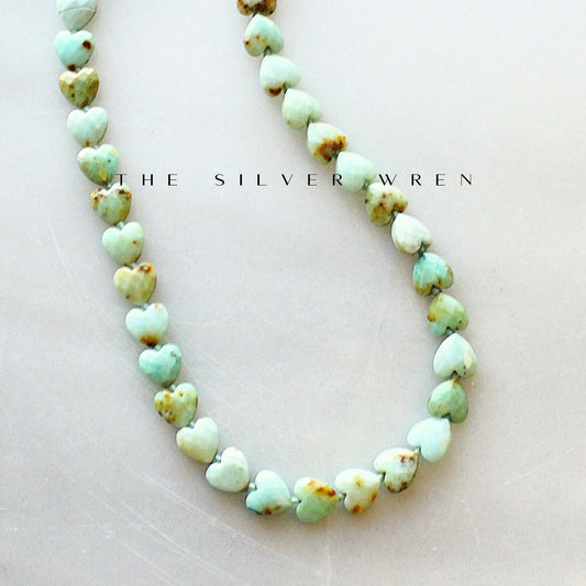 Green Opal Heart Beaded Necklace