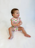 Load image into Gallery viewer, Pink Block Print Flowers - Flutter Bubble: 3-6 months
