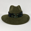 Load image into Gallery viewer, Olive Suede Hat with Green Feather: Olive Suede Hat
