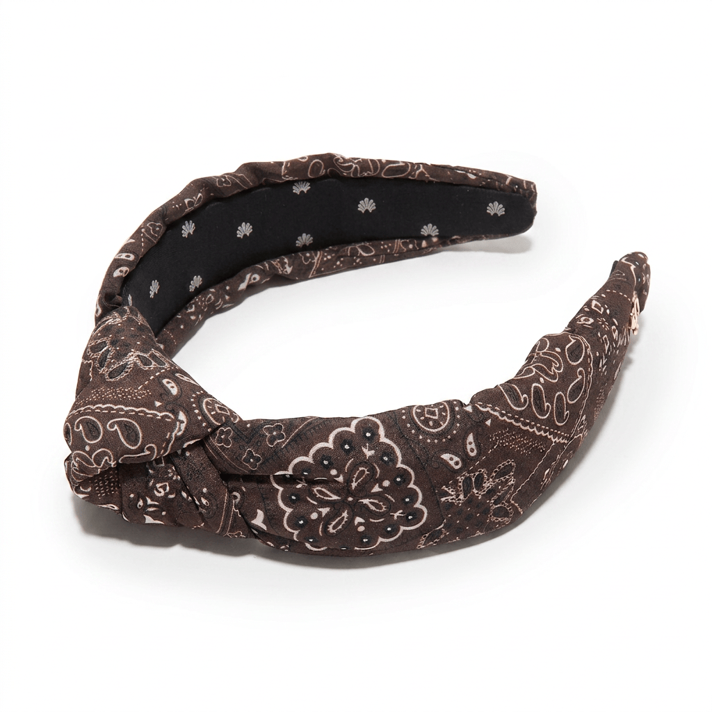 SADDLE BROWN KNOTTED BANDANA HEADBAND