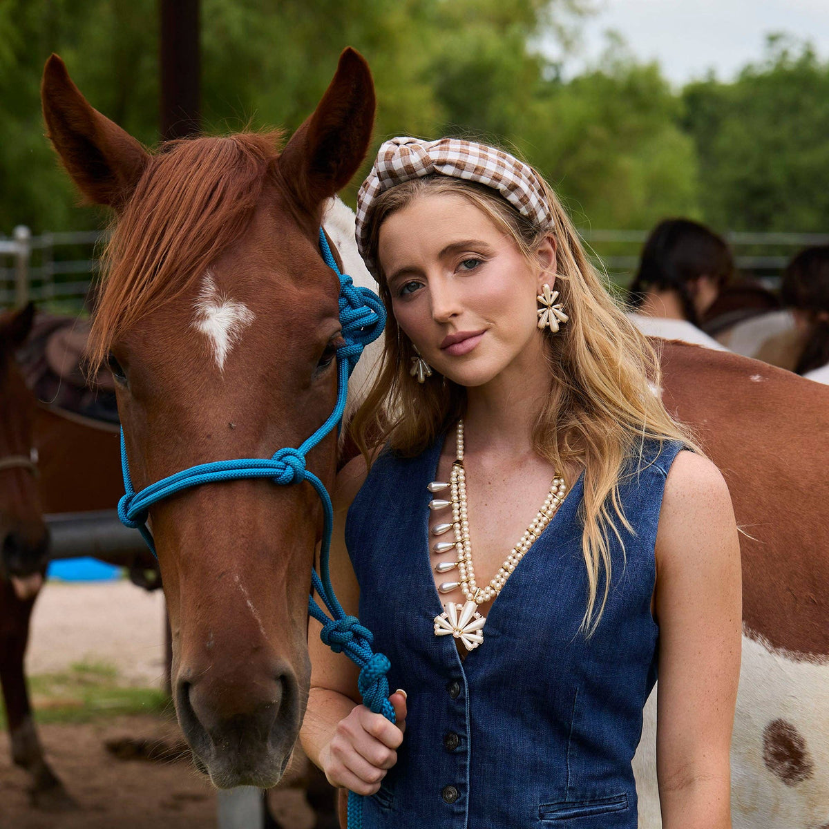 WALNUT KNOTTED GINGHAM HEADBAND