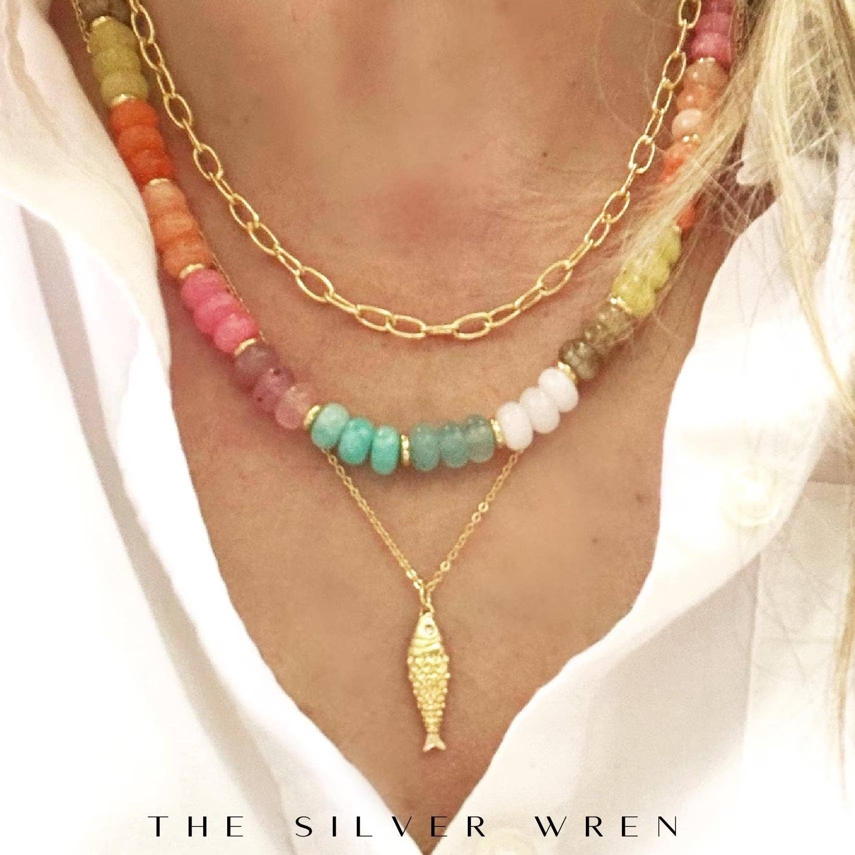 Gold Fish Pendant Necklace: Nixi / 16 inch