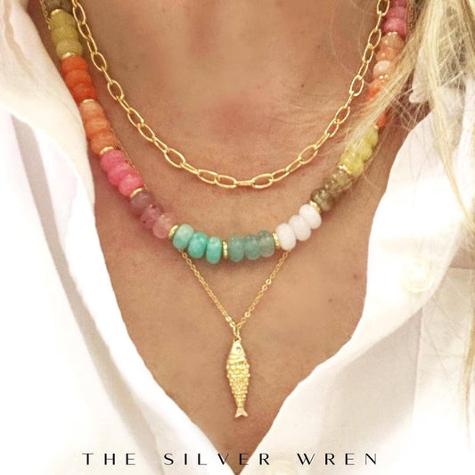 Gold Fish Pendant Necklace: Nixi / 16 inch
