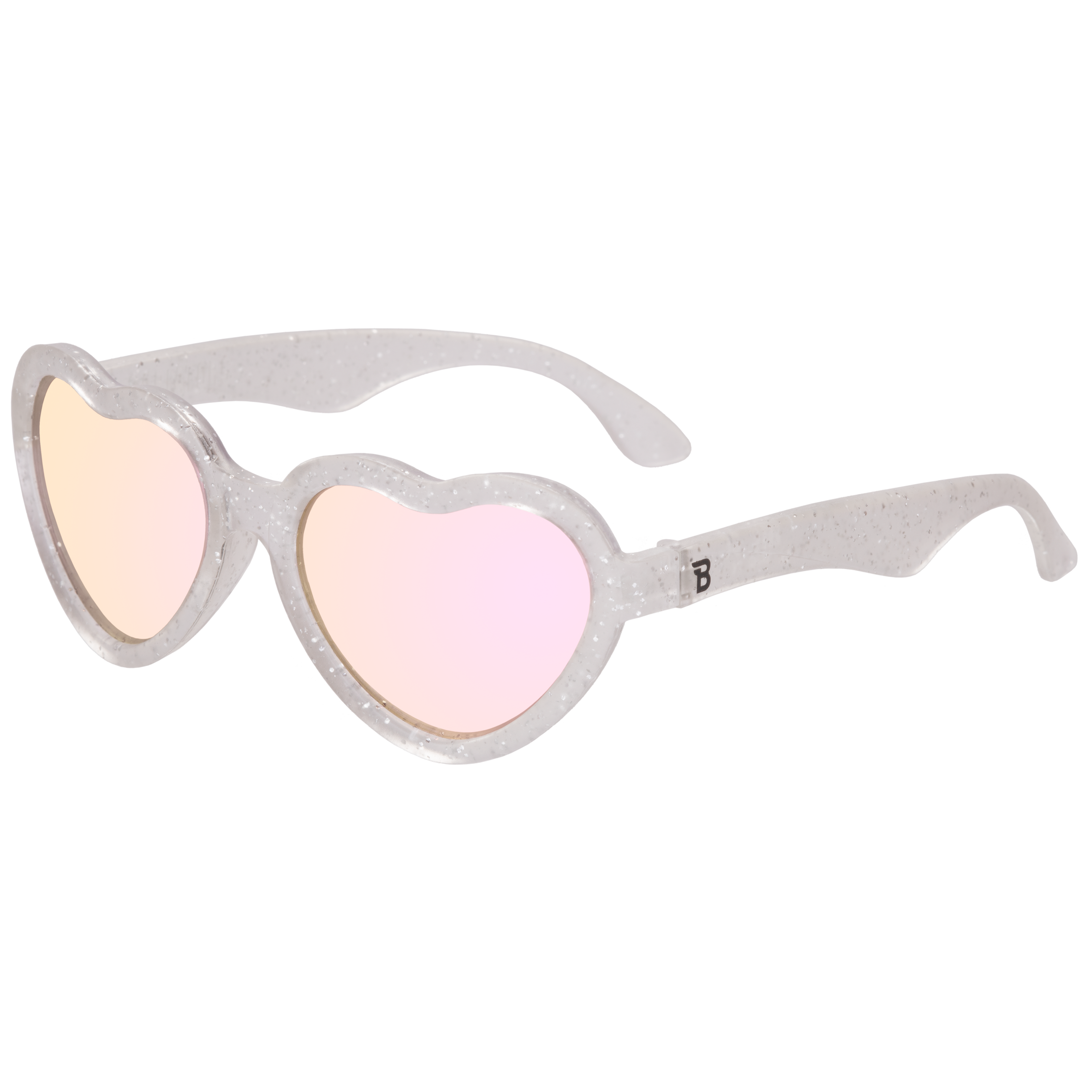 Silver Shimmer Hearts with Pink Mirrored Lens: Ages 0-2