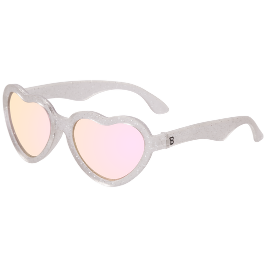 Silver Shimmer Hearts with Pink Mirrored Lens: Ages 0-2