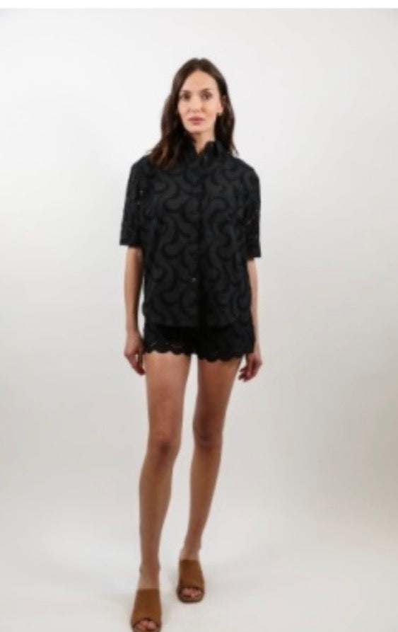 Boyfriend Shirt- Black Paisley