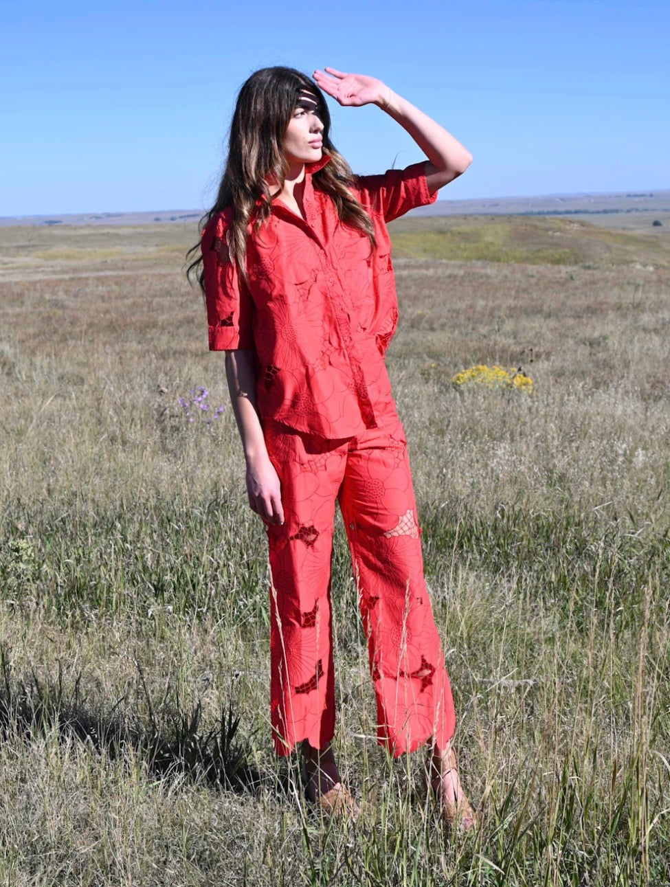 Boyfriend Shirt I Red Floral