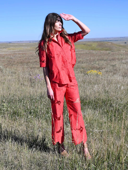 Boyfriend Shirt I Red Floral