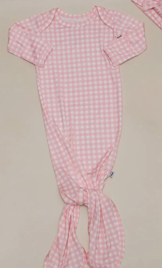 Knotted Gown-Gingham in Pink Cottage