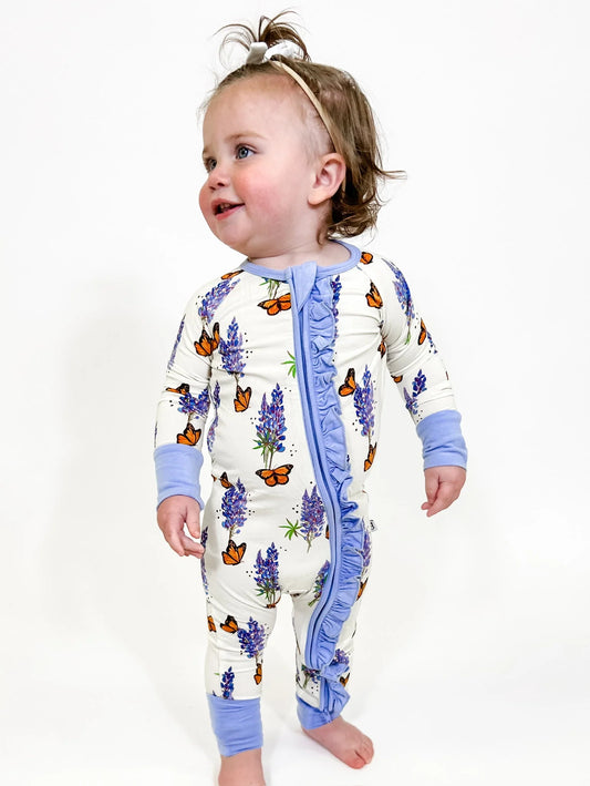 Long Sleeve Zip Pj- Bluebonnets