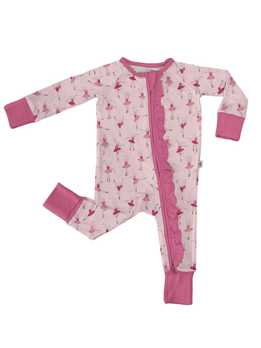 Long Sleeve Zip Pj- Ballet