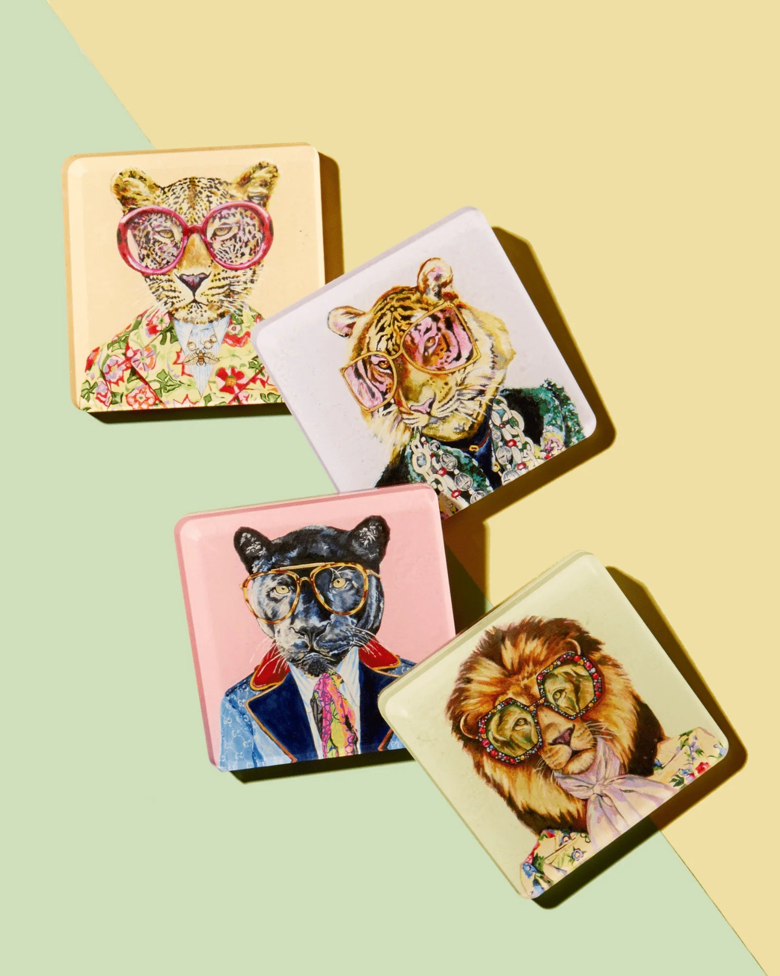 Set of 4 Acrylic Coasters- Big Cats