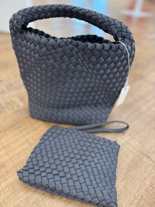 Woven Crossbody Tote w/ Cosmetic Pouch