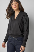Load image into Gallery viewer, Shawl Collar Wedge Top- Black
