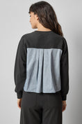 Load image into Gallery viewer, Chambray Pleat Back Pullover-Black
