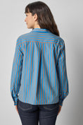 Load image into Gallery viewer, Button Down- Cocoa/Lapis Stripe
