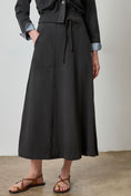 Load image into Gallery viewer, Drawcord Paneled Skirt-Black
