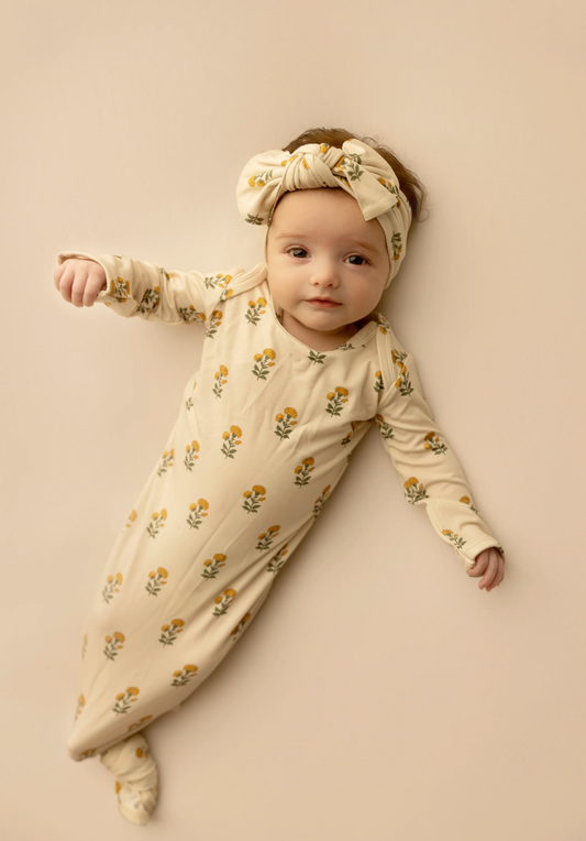 Knotted Gown-Marigold- 0-3 months