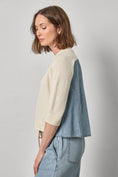 Load image into Gallery viewer, Denim Elbow Sleeve Sweater- Off White
