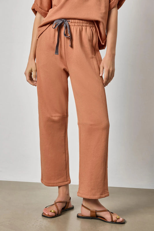 Side Panel Terry Pant- Carob