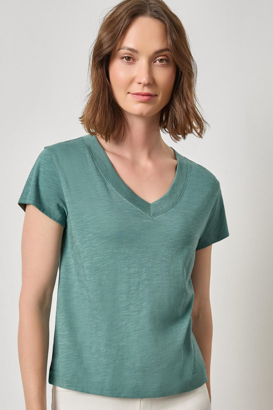 Short Sleeve V-neck Tee- Eucalyptus