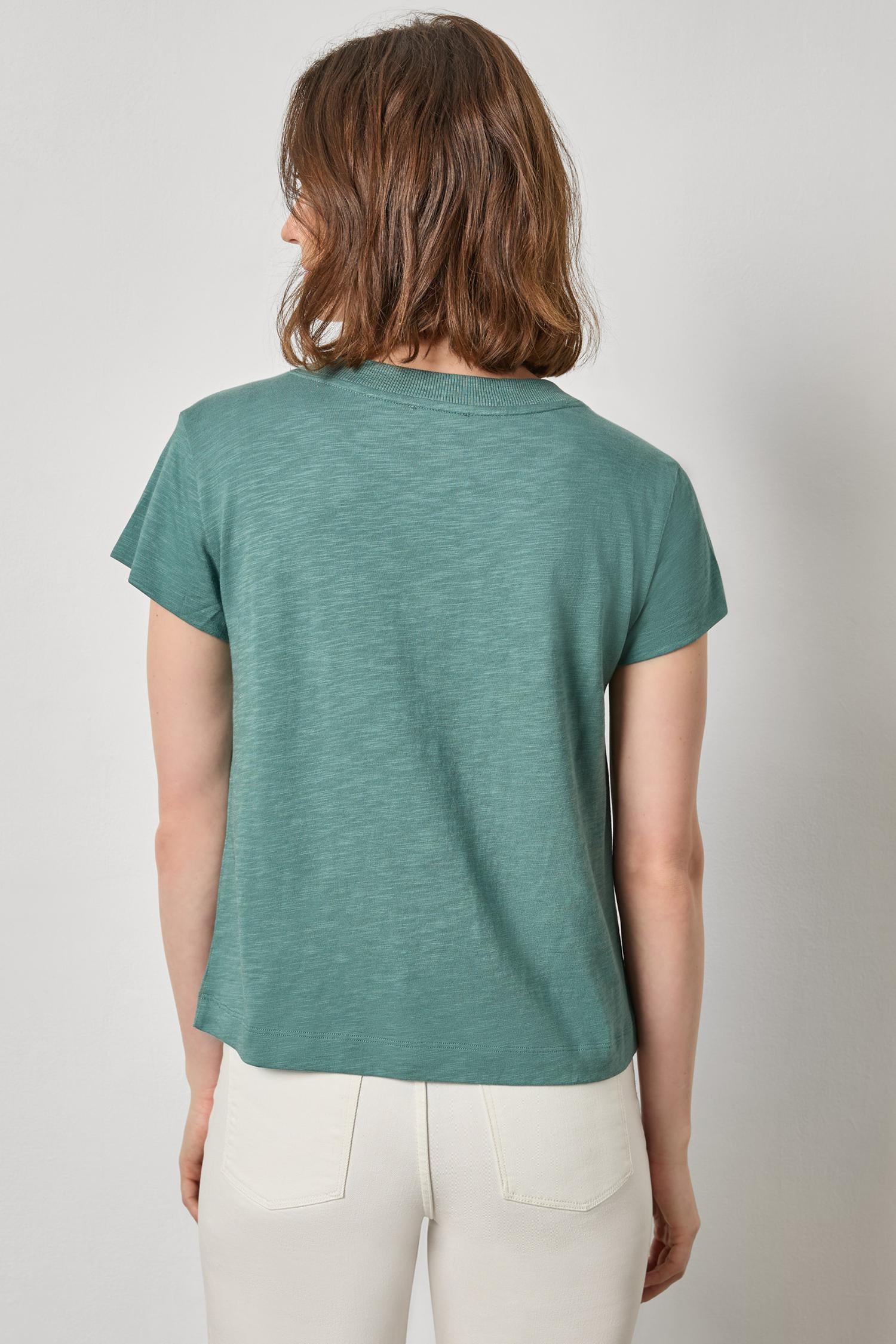 Short Sleeve V-neck Tee- Eucalyptus