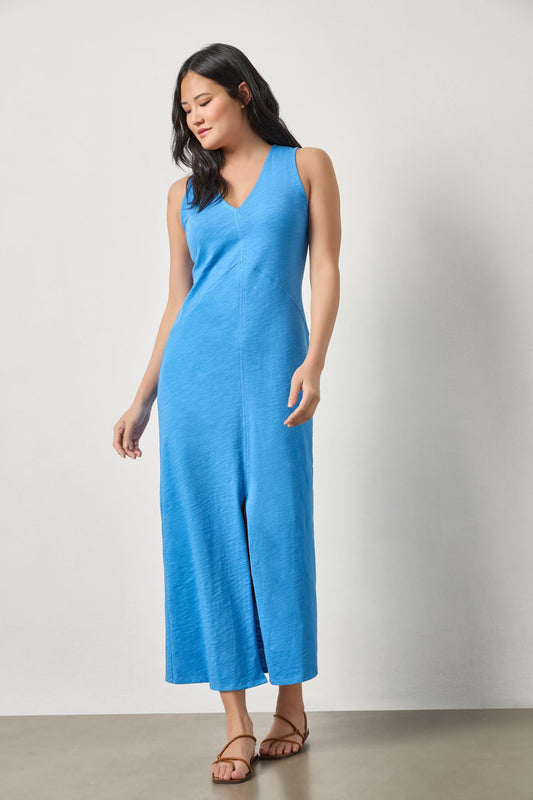 V-Neck Seamed Maxi Dress- Regatta