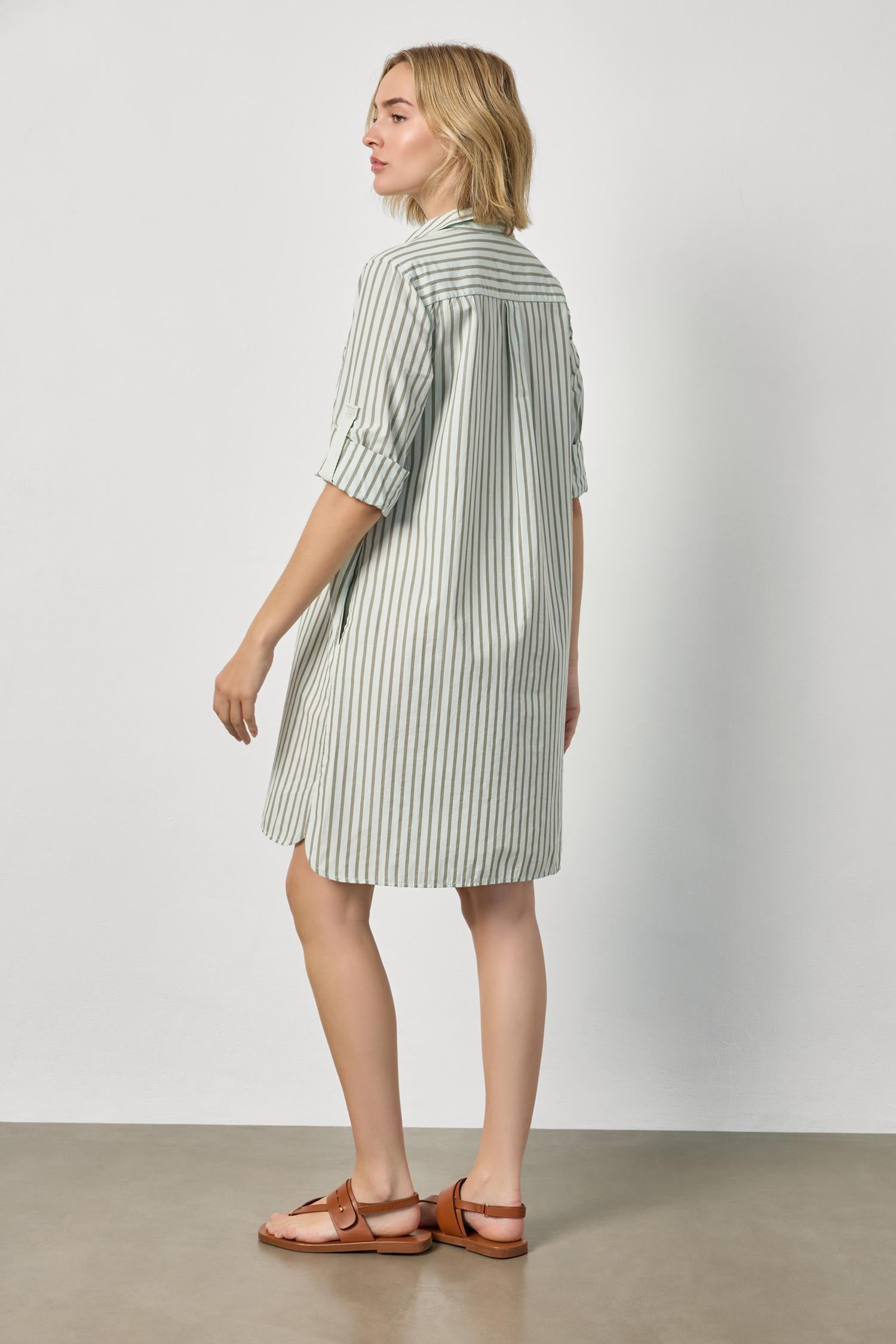 Striped Shirt Dress- Pool Stripe